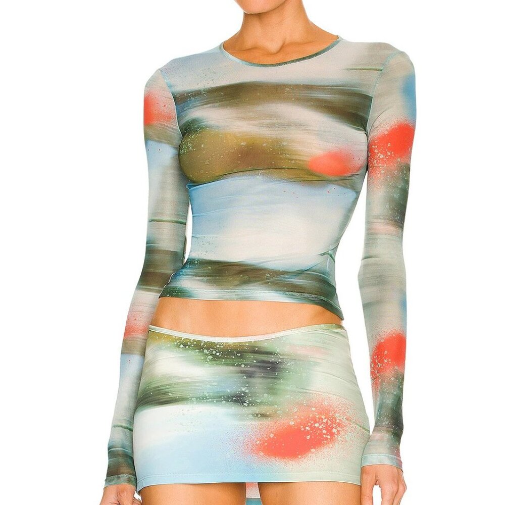 Miaou Motion Blue Long Sleeve Mesh Tee